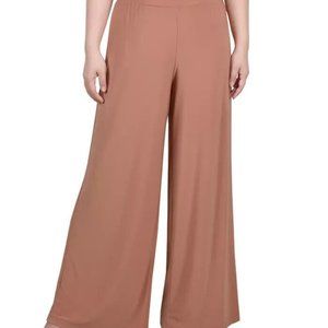 NY Collection Wide Leg Pants Petite Womens PM Pull On Office Trousers NWT